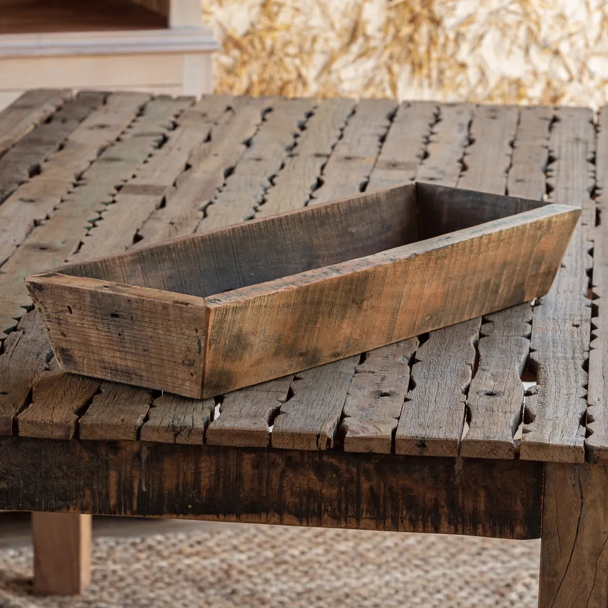 Primitive Wooden Trough Planter