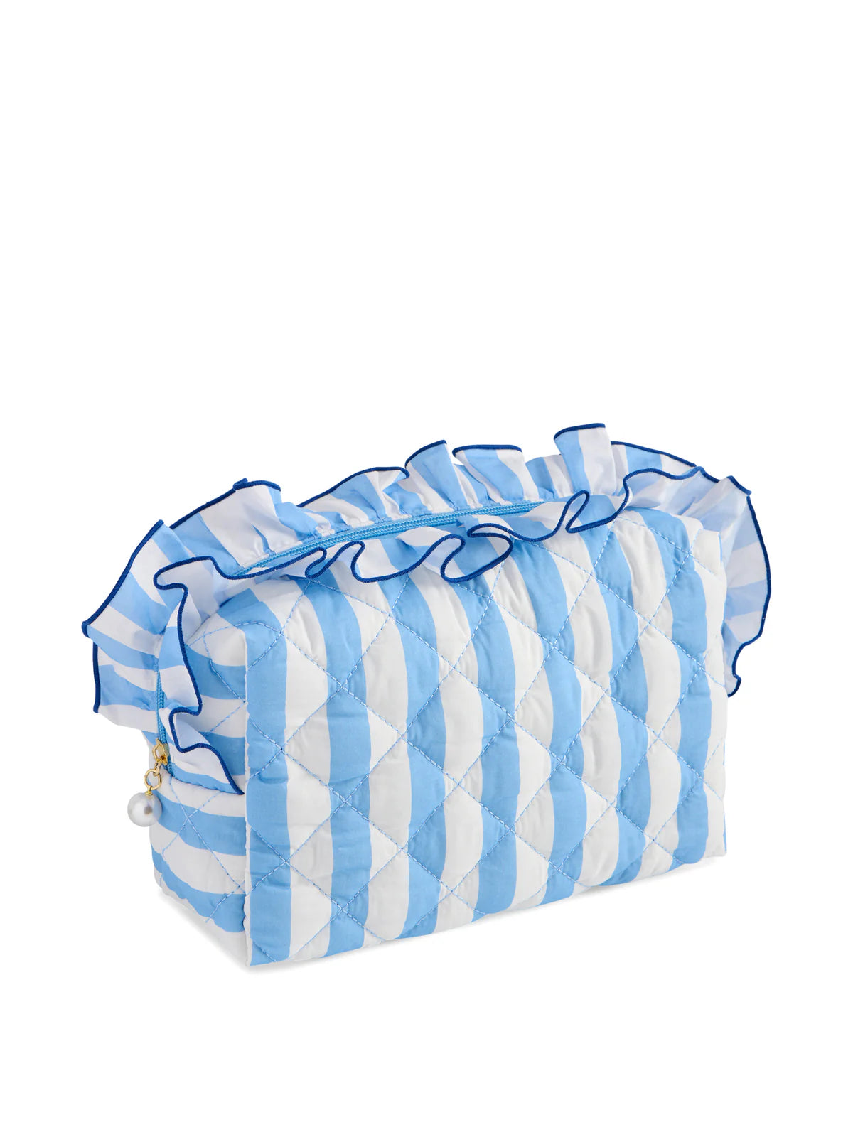 FANCY LARGE ZIP POUCH, BLUE