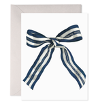 Big Navy Striped Bow Thank You Greeting Card