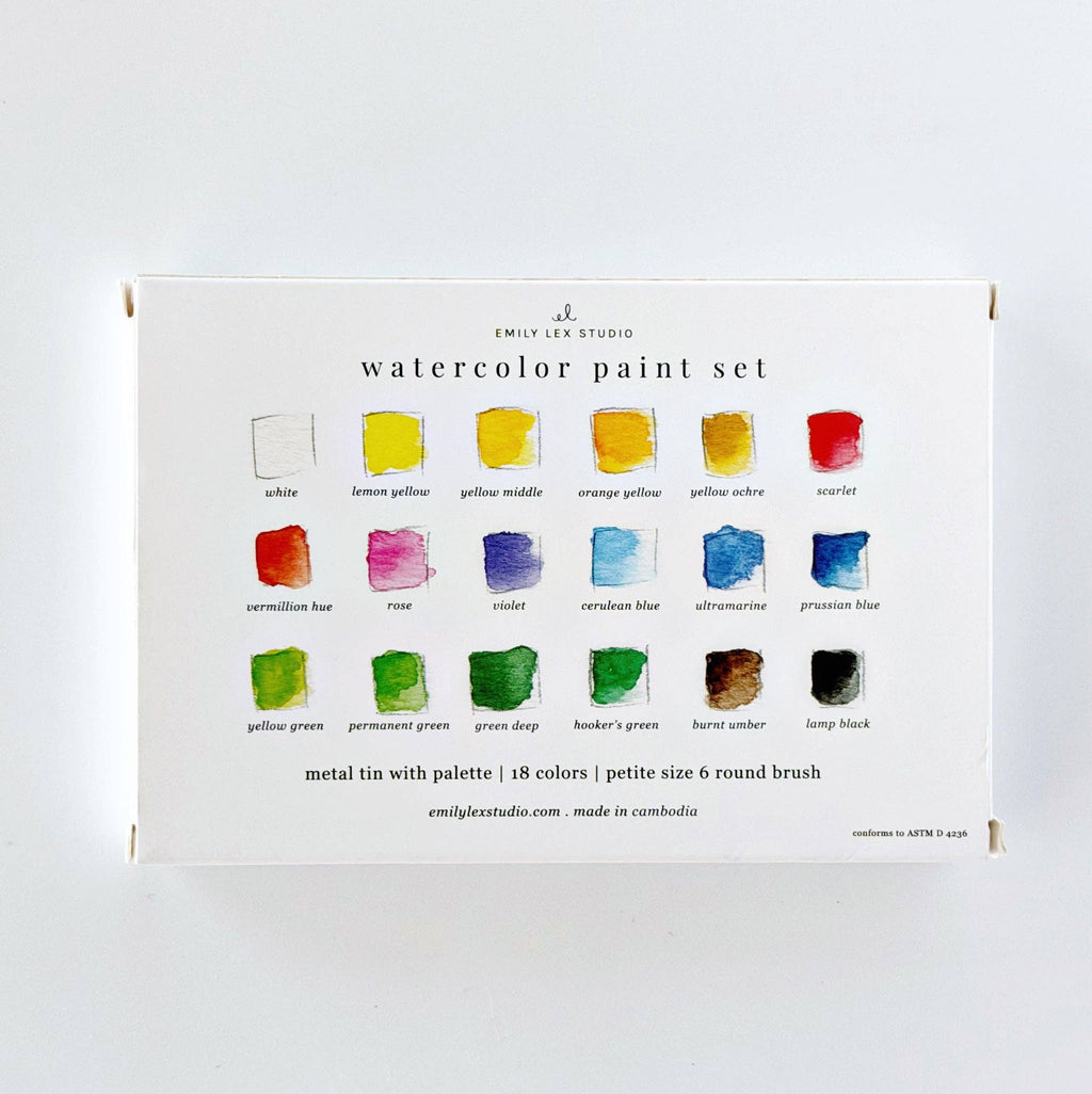 Watercolor Paint Set w/ Brush, 18 Colors