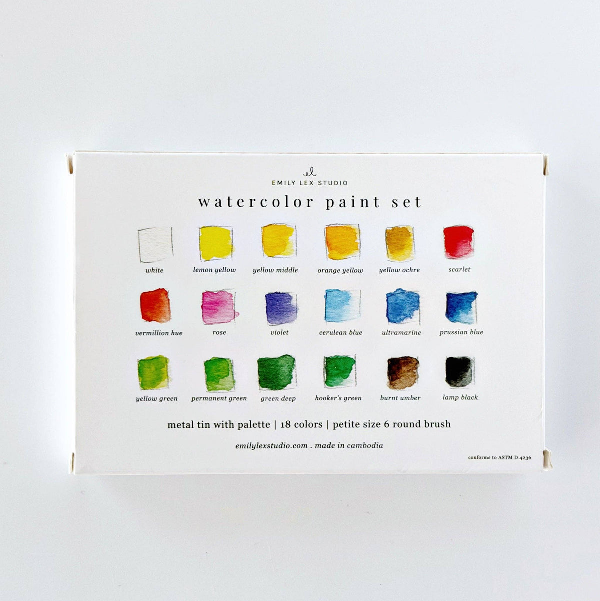 Watercolor Paint Set w/ Brush, 18 Colors