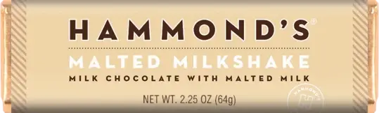 Hammonds Malted Milkshake Milk Chocolate Candy Bar 2.25oz