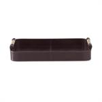 20.5 Inch Brown Leather Tray w/Gold Handles