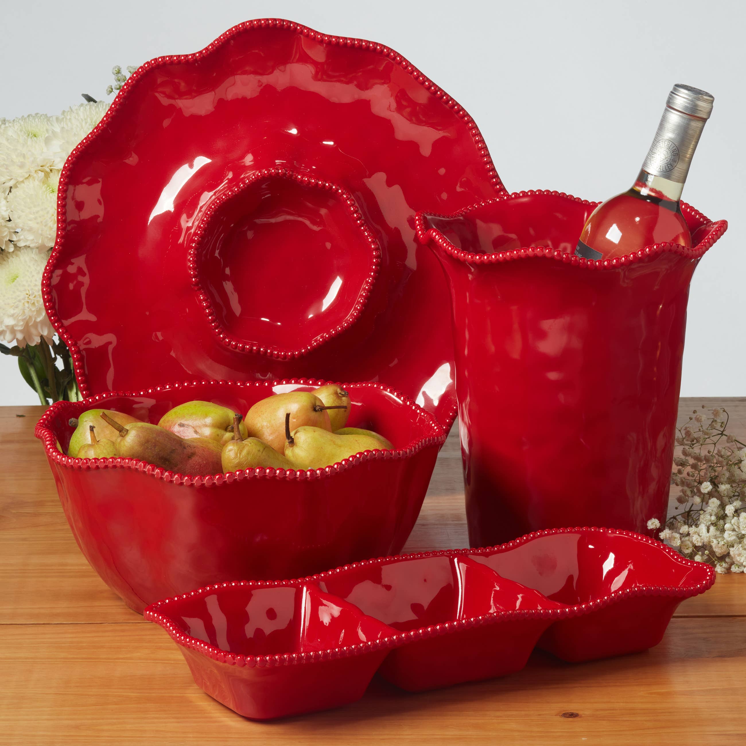 Perlette Red HW Melamine Wine Cooler 8.75in