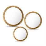 Round Fir Wood Framed Mirrors Large