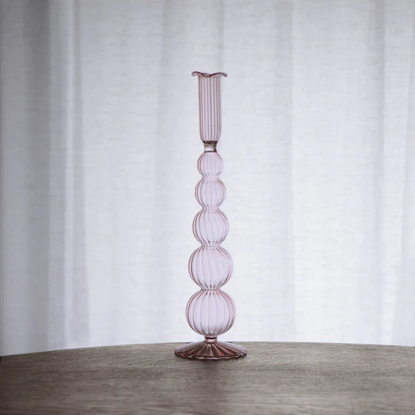 GLASS Cambridge Olivia 12"  Candle Holder Pink