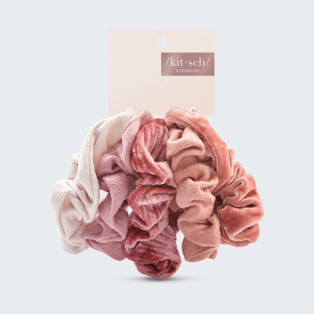 Kitsch Velvet Scrunchies - Blush and Mauve