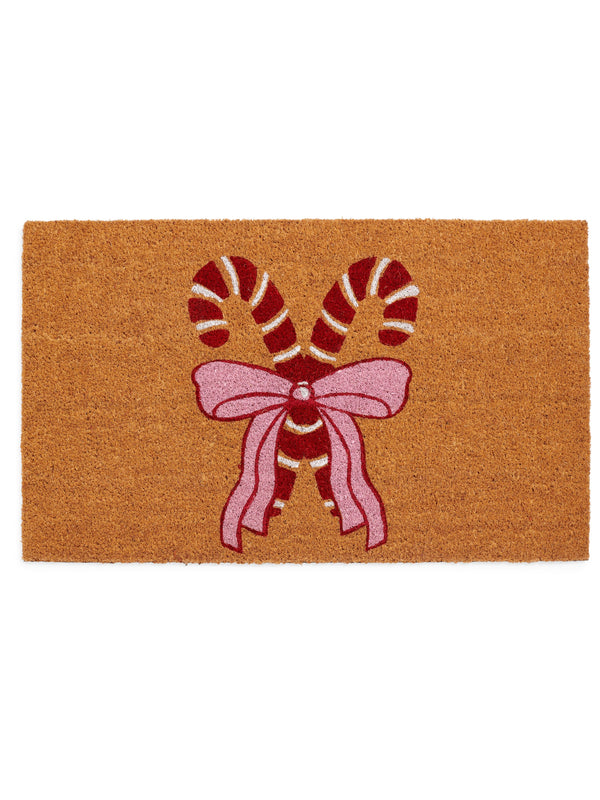 CANDY CANE DOORMAT, NATURAL