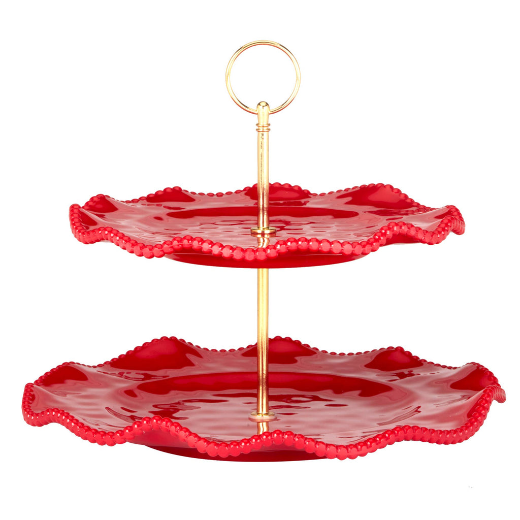 Perlette Red Melamine Two Tier Server