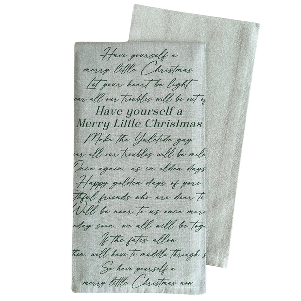 Merry Little Christmas Tea Towel: White