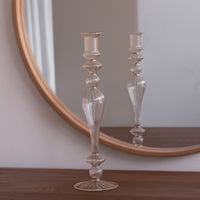 Beatriz Ball GLASS Cambridge Josephine 13.5" Candlestick Holder Set of 2 (Champagne and Gold)