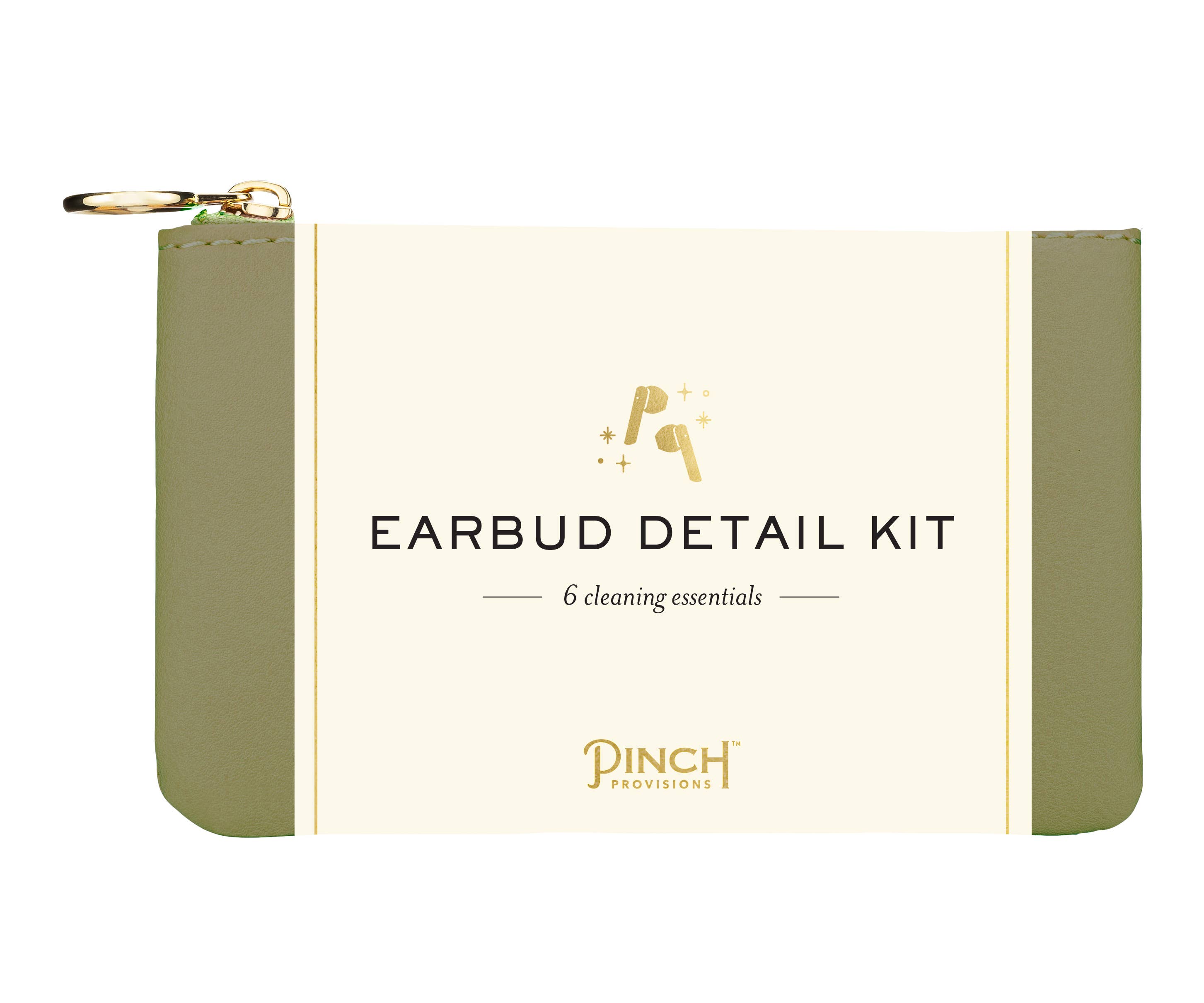 Earbud Detail Kit | Vegan Leather, Unique Tech Gifts: Olive Vegan Leather Pouch