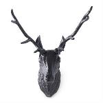 29 Inch Black Metal Wall Mount Deer Bust