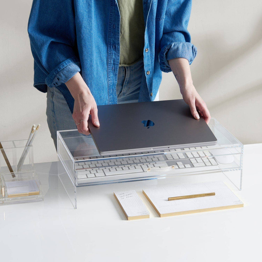 Acrylic Monitor Stand with Drawer