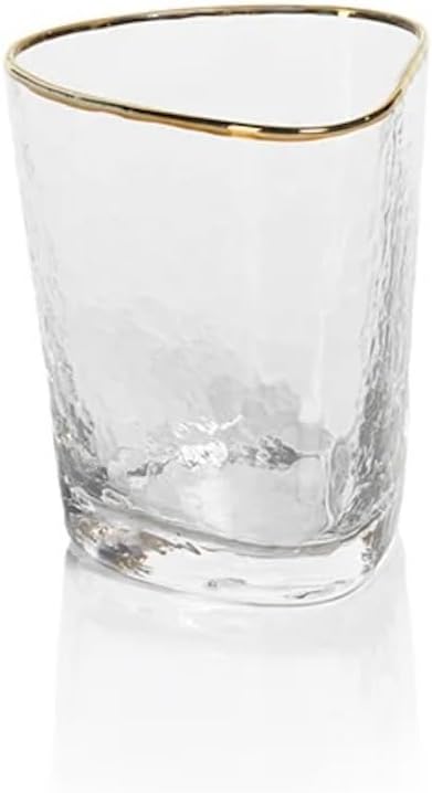 Aperitivo Triangular DOF Glass Clear w/ Gold Rim