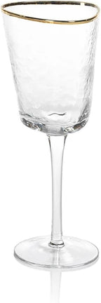 Aperitivo Triangular Wine Glass Clear w/ Gold Rim