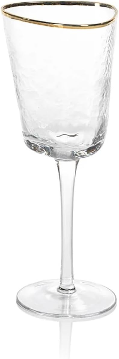 Aperitivo Triangular Wine Glass Clear w/ Gold Rim