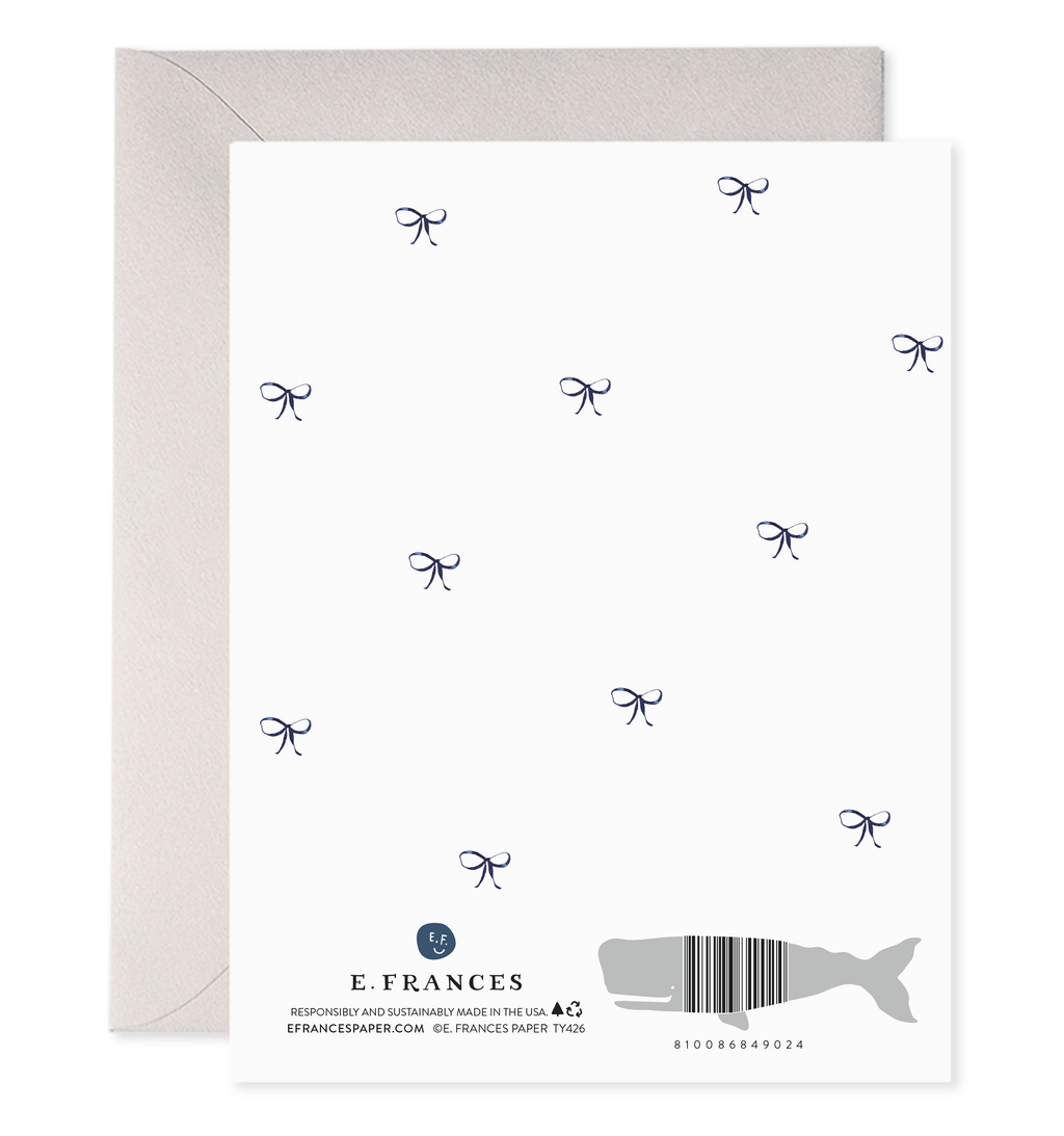 Big Navy Striped Bow Thank You Greeting Card