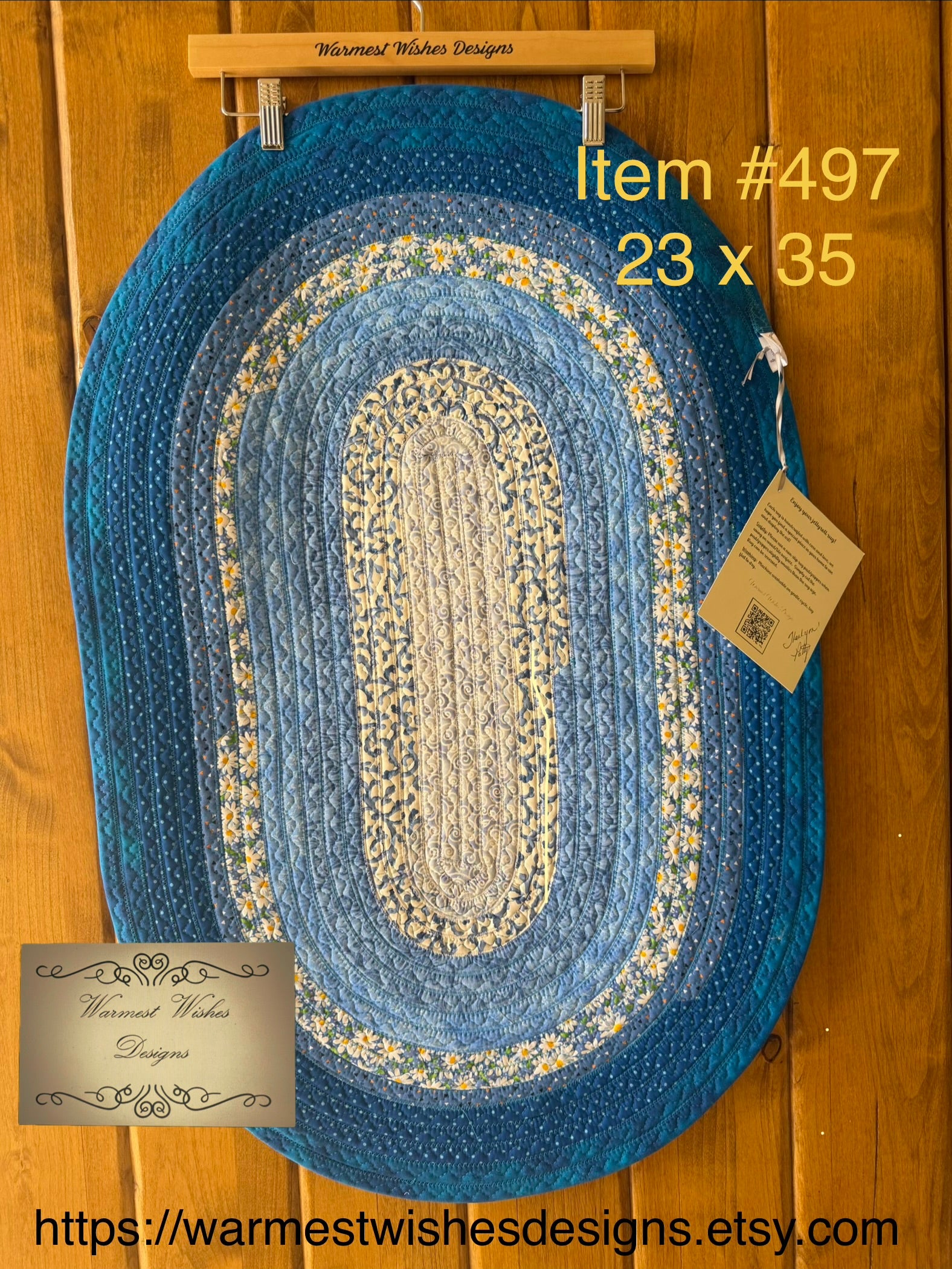 Jelly roll rug Blue & White 23 x 35