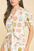 PRINT TUCK DETAILED MAXI DRESS - CREAM MULTI