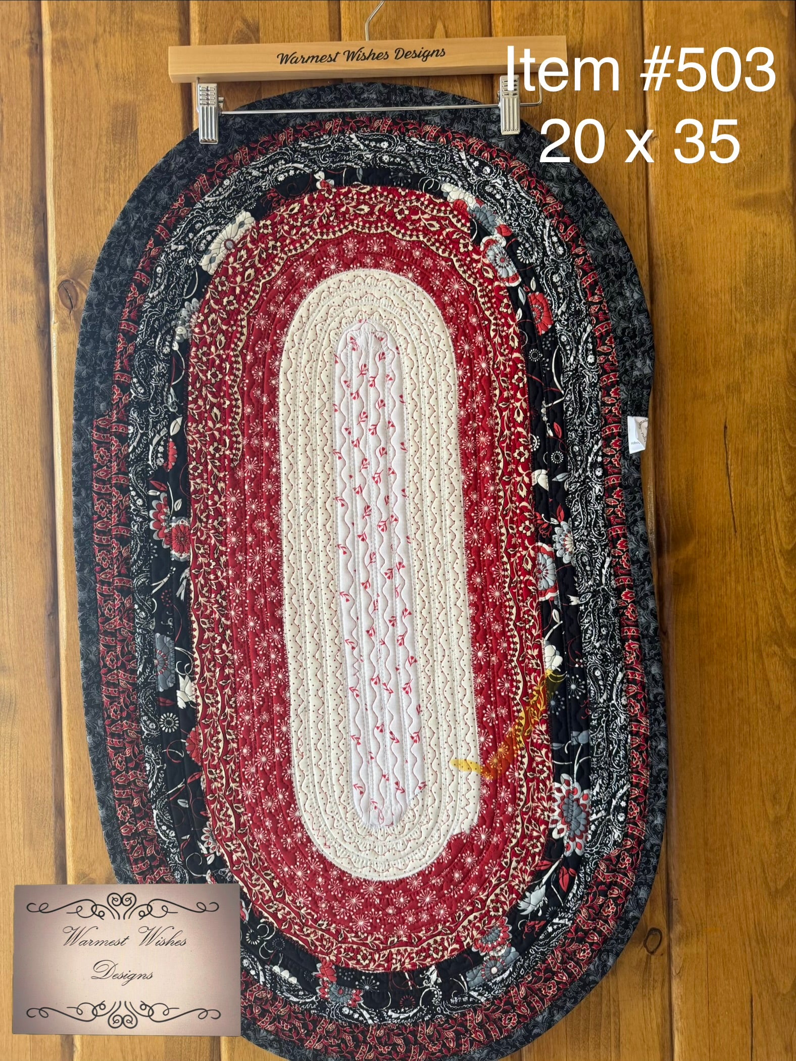 Jelly roll rug Red, Black, white 20 x 35