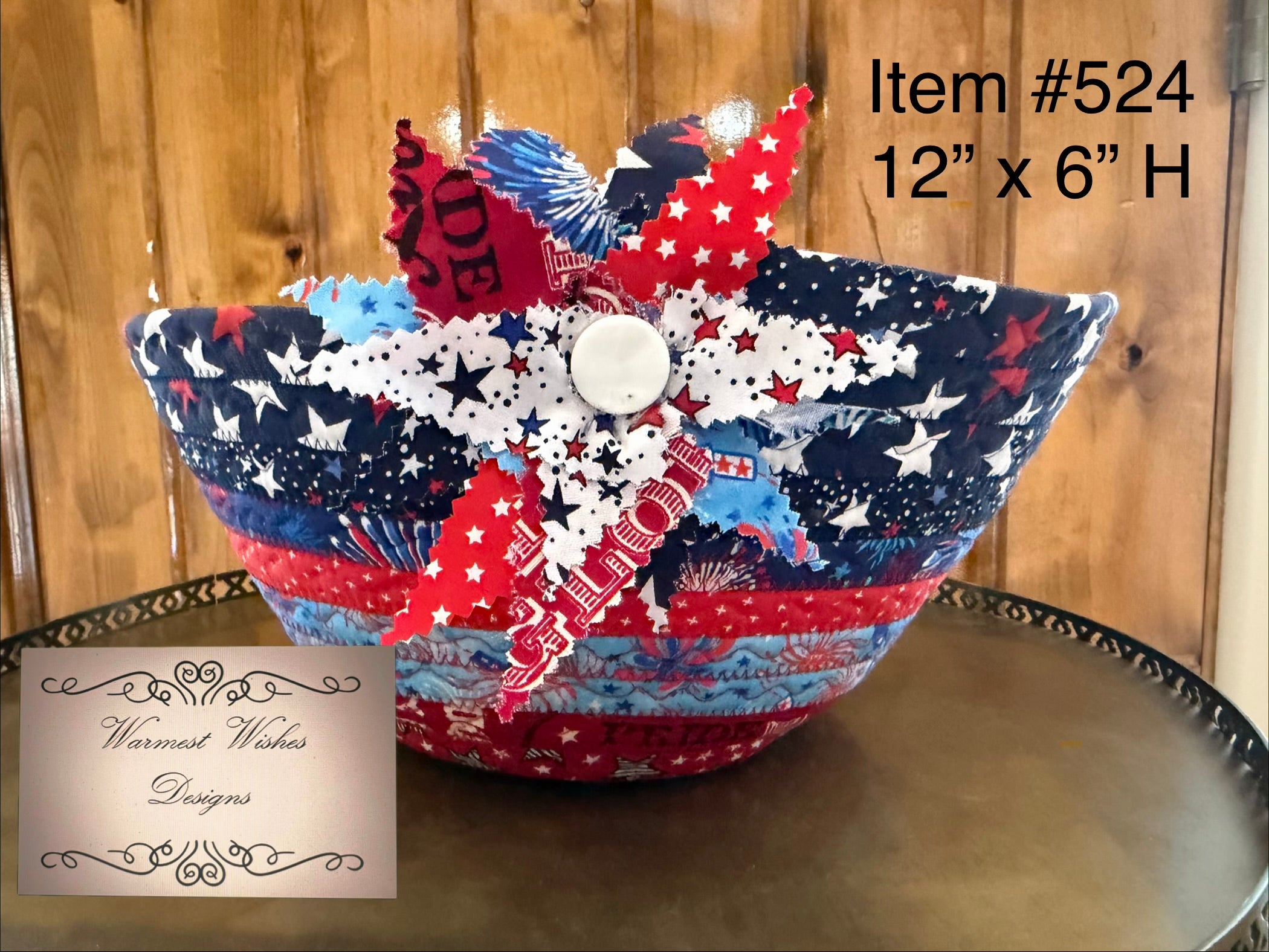 Jelly Roll bowl, Patriotic Tall, 6" tall