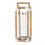 25.75 Inch Teak Wood Open Lantern w/Glass Cylinder