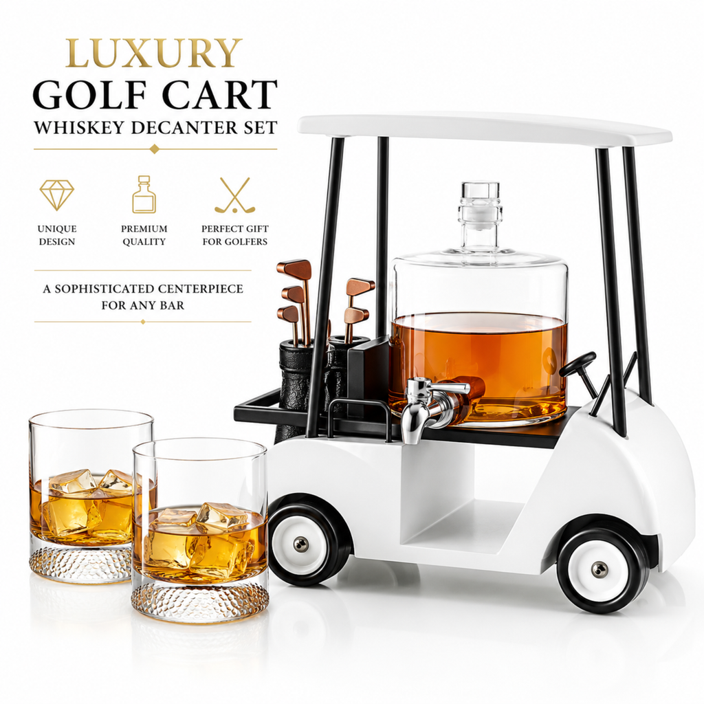 Golf Cart Whiskey Decanter & Ball Glasses