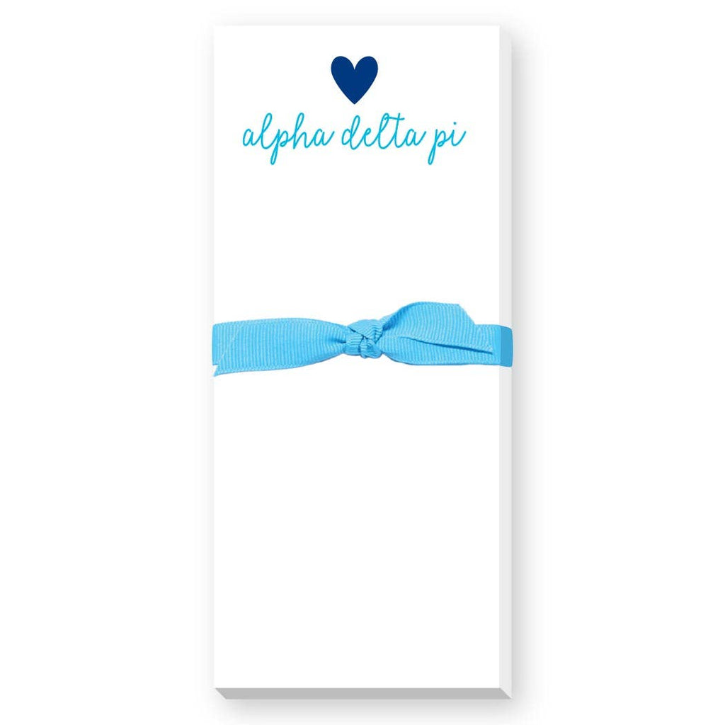 SORORITY GREEK HEART SKINNIE NOTEPAD: ALPHA DELTA PI