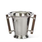 9 Inch Silver Metal Wine Chiller w/Wood Handles