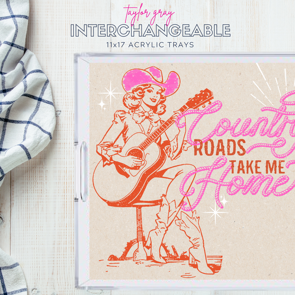 Acrylic Tray COUNTRY ROADS insert set of 10