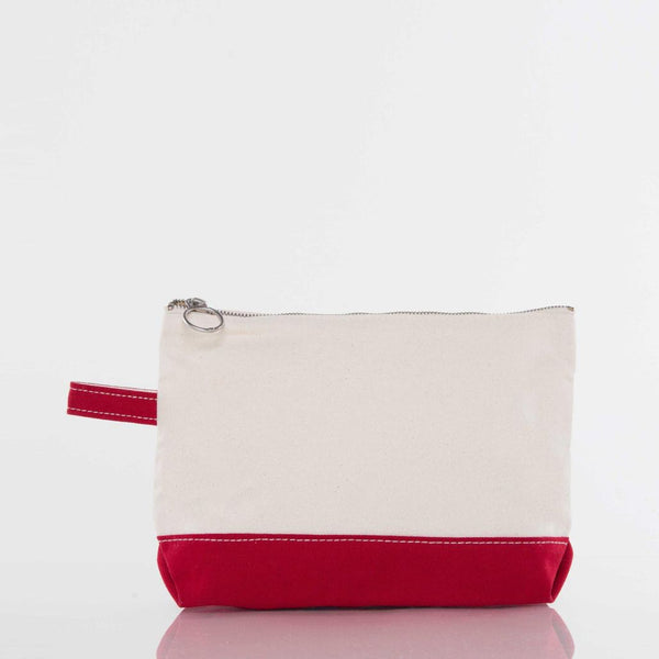 red makeup bag