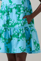 Riona Floral Candace Tiered Mini Dress: BLUE-KELLY / XS