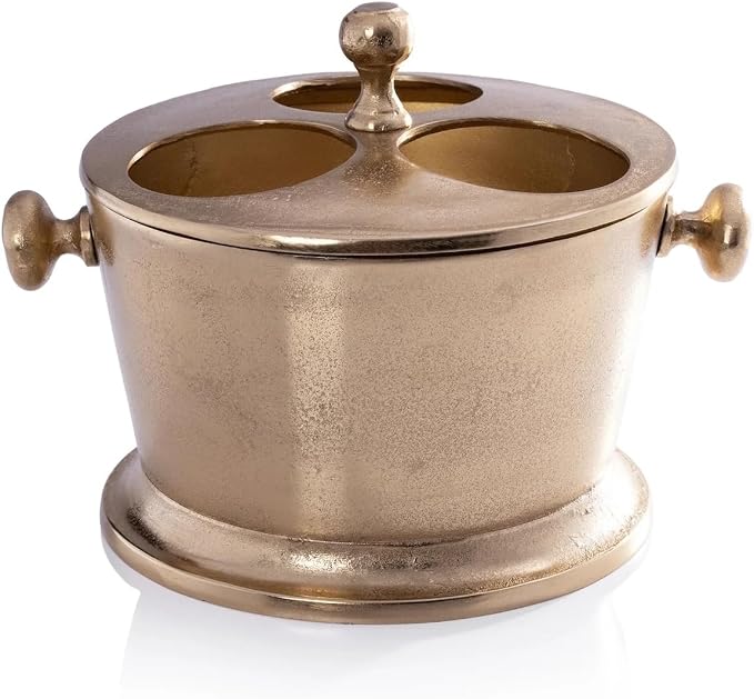 Raw Aluminum Three Bottle Wine Holder-Gold