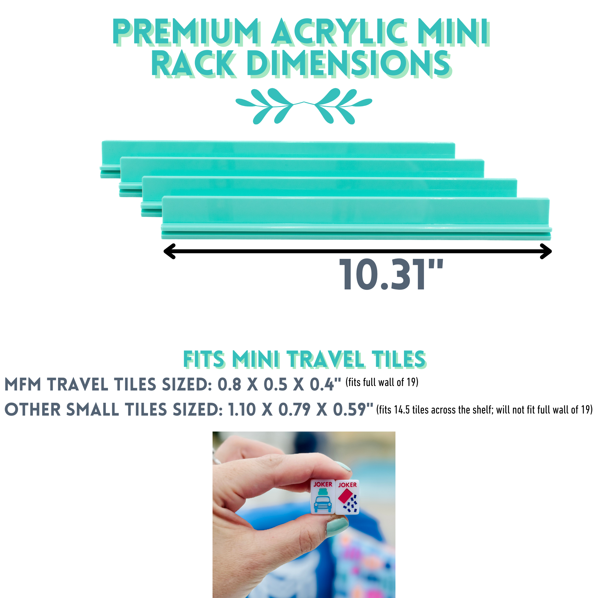 MINI Travel Mahjong Racks | Premium Acrylic | 10.31": Teal