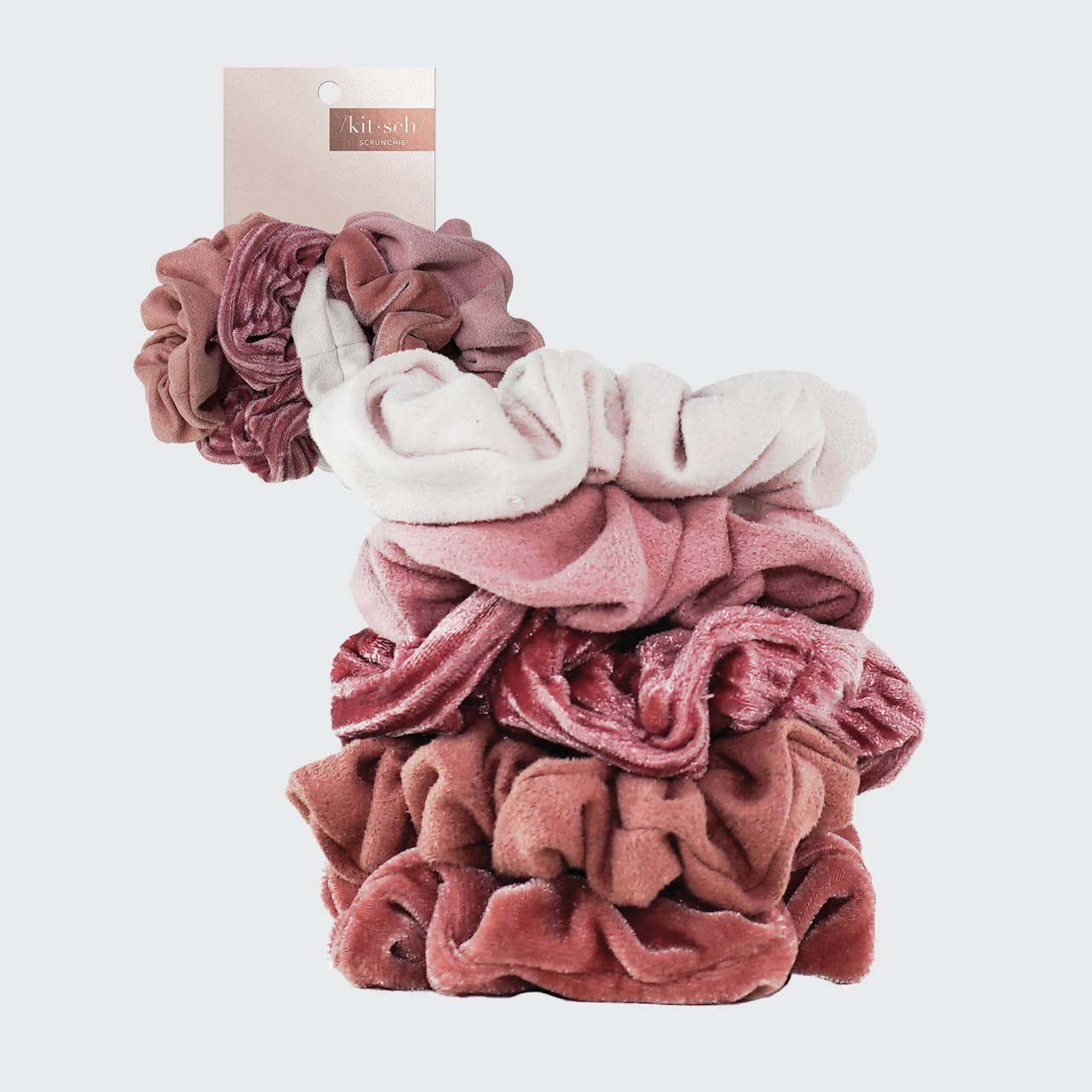 Kitsch Velvet Scrunchies - Blush and Mauve