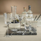 Aperitivo Triangular Wine Glass Clear w/ Gold Rim