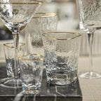 Aperitivo Triangular DOF Glass Clear w/ Gold Rim