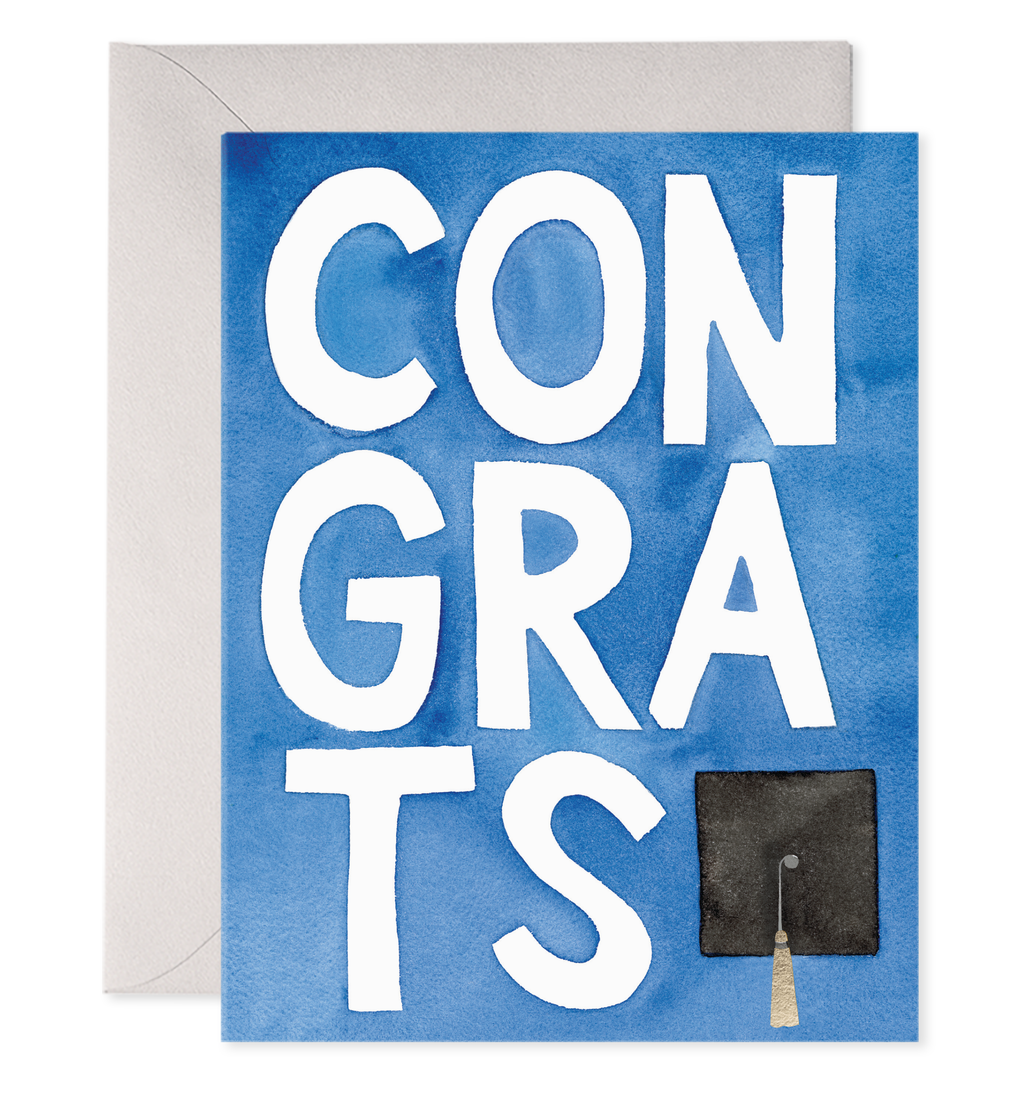 Blue Congrats Grad Graduation Greeting Card