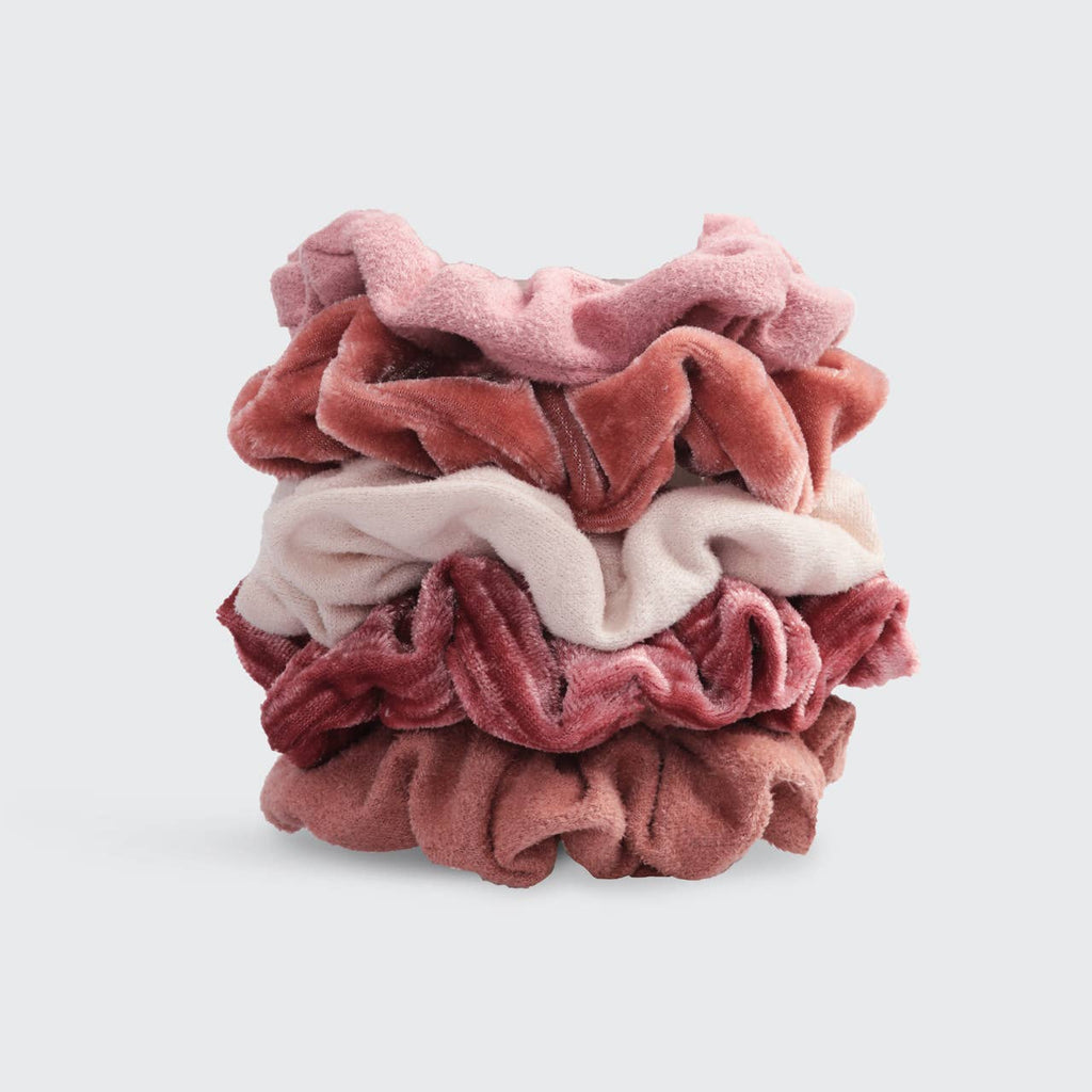 Kitsch Velvet Scrunchies - Blush and Mauve