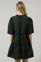 Haslet Floral Dixie Split Neck Shift Dress: Olive Green