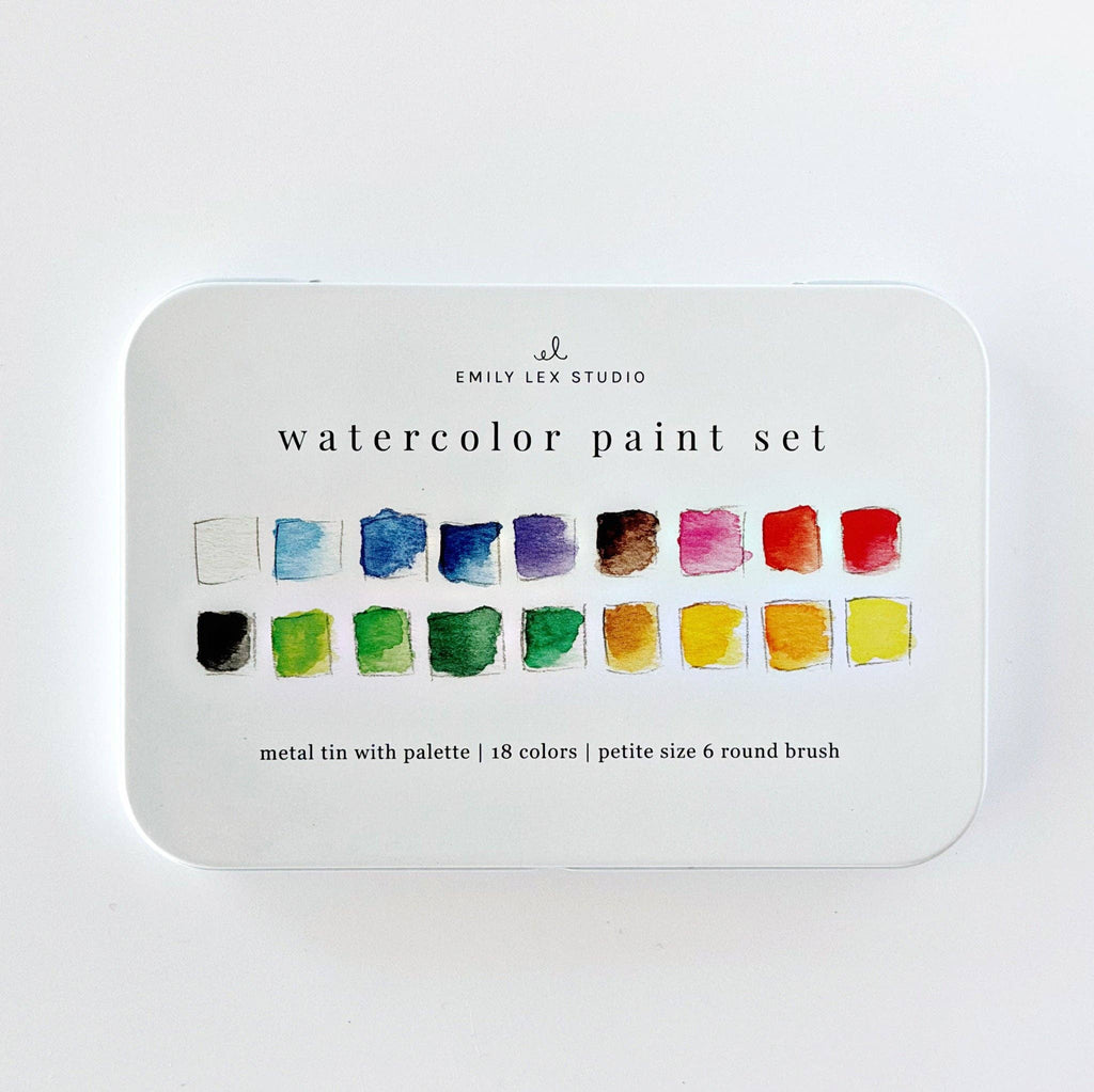 Watercolor Paint Set w/ Brush, 18 Colors
