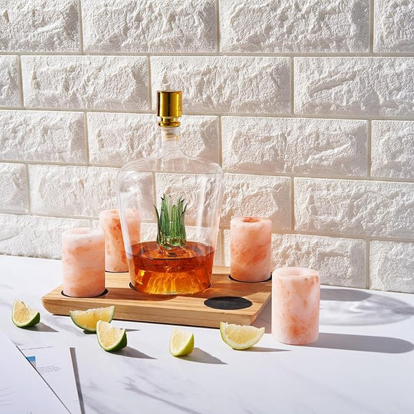 Decanter tequila agave w/4 salt glasses