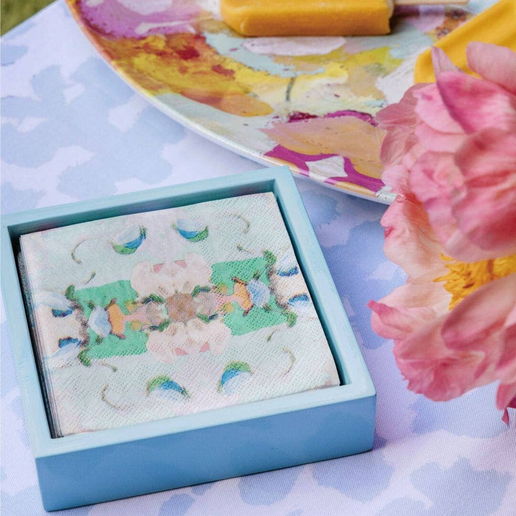 Light Blue Bamboo Cocktail Napkin Holder: One Size