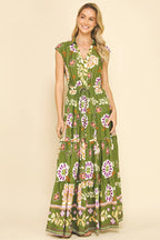 FLORAL TIERED MAXI DRESS - 5176DD: DEEP BLUE