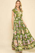 FLORAL TIERED MAXI DRESS - 5176DD: DEEP BLUE
