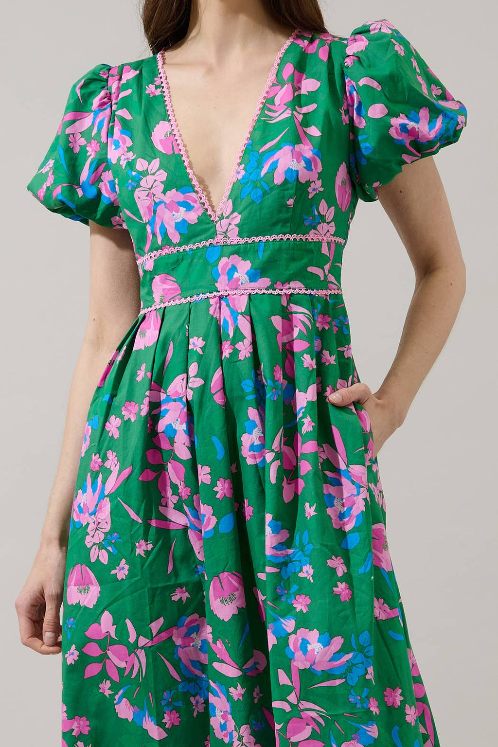 Jaylene Pleated Maxi Dress Denavi Floral Small
