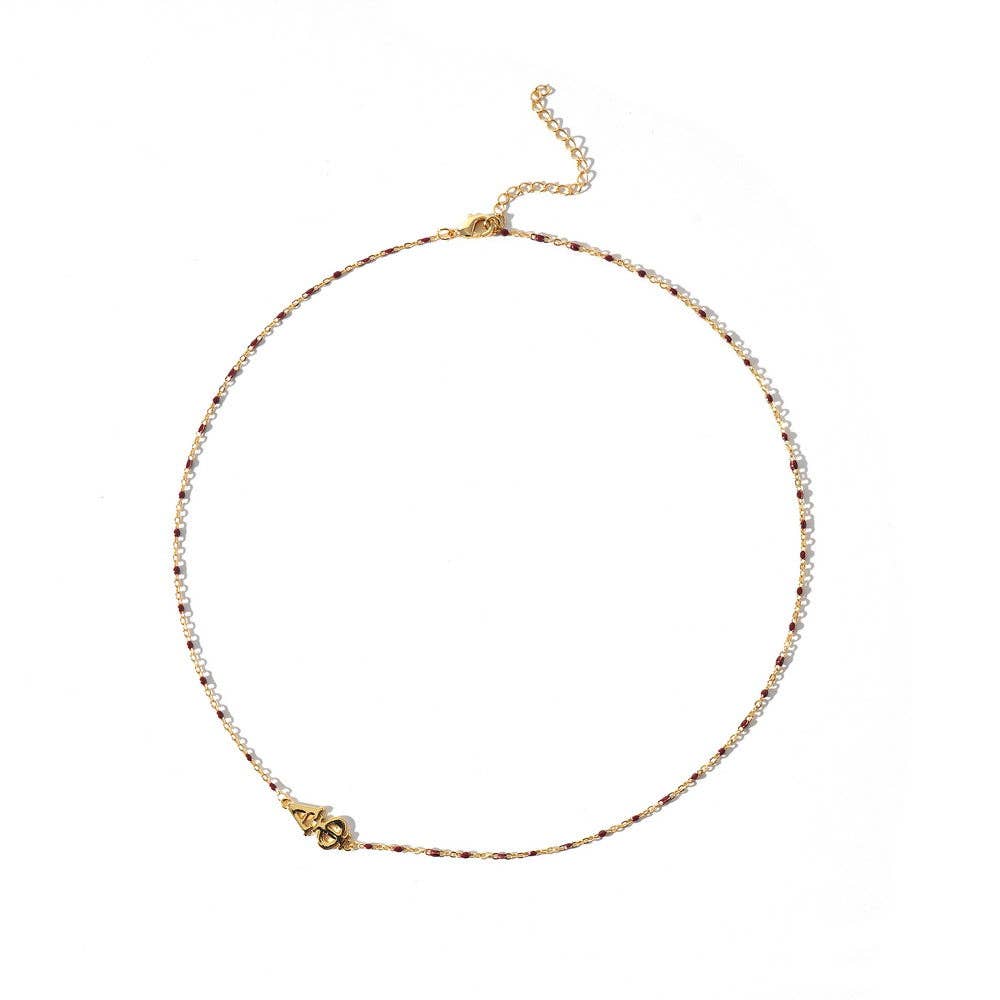 N201 AP-The Alpha Phi Necklace: Side Set ΑΦ Enamel Bead Necklace: Maroon