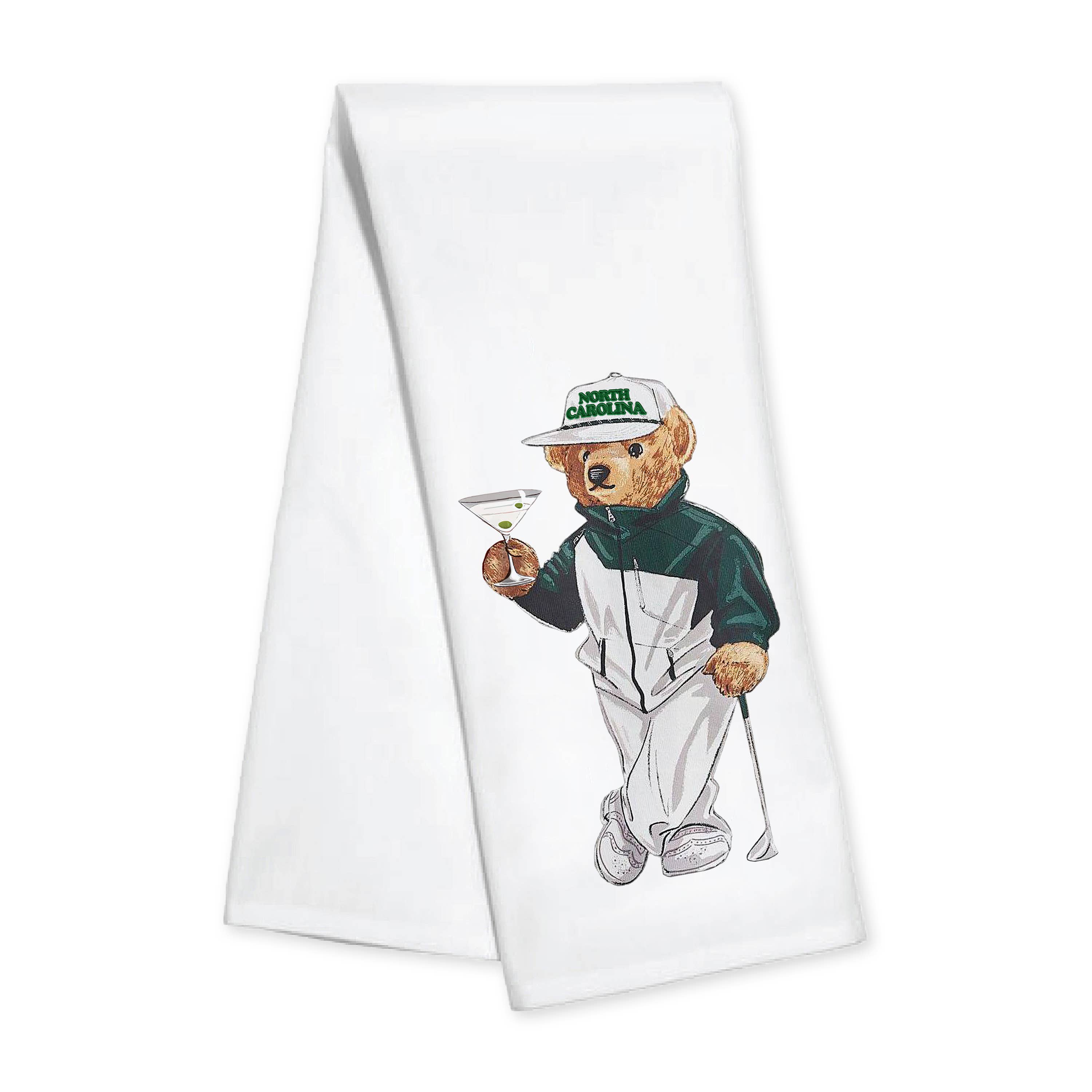 Kitchen Towel Golf Bear- Custom Location on Hat