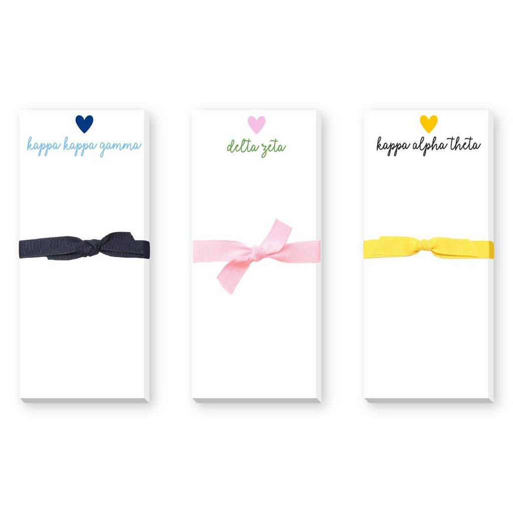 SORORITY GREEK HEART SKINNIE NOTEPAD: ALPHA DELTA PI